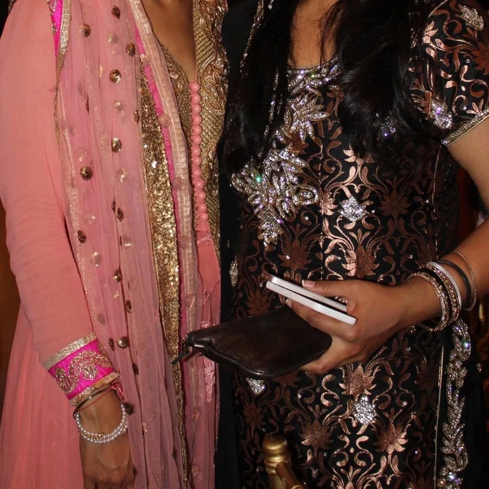 Copper and black Indian suit salwar kameez brocade suit Punjabi Pakistan - Picture 4 of 11